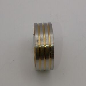Men's Gold And Silver Striped Stainless Steel Ring Band Size 17 U.S Size 8.5